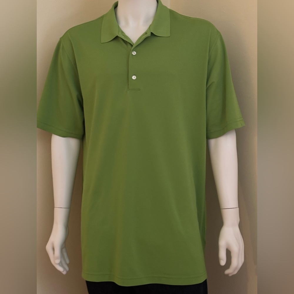 Greg Norman Play Dry Masters Green Polo Golf Shirt Sz XL/TG Polyester & Spandex